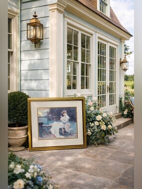 Framed Art Print Marcus Stone 1888 In Love Victorian in an Elegant Gold Frame